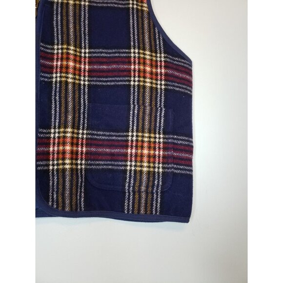 Marsh Landing Womens Sz L Vest Wool Blend Plaid Full Zip Quilted Lining Blue Red - Picture 3 of 5